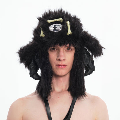 Cozy Claw Faux Fur Hat - faux fur hat - Stylish Faux Fur Winter Hat with Tribal Design - Main view