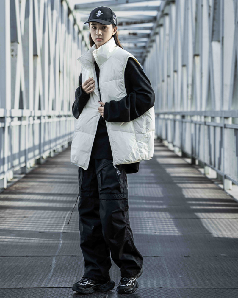 Cozy Diagonal Zipper Winter Vest -  puffer vest - Cozy Diagonal Zipper Winter Vest for Comfortable Layering - View 8