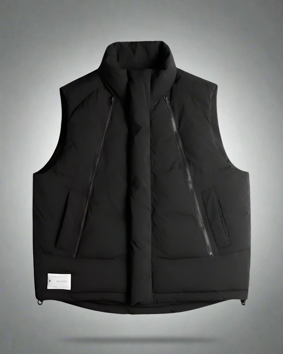 Cozy Double Zipper Cotton Vest - cozy double zipper vest - Stylish Double Zipper Cotton Vest for Winter Comfort - Main view