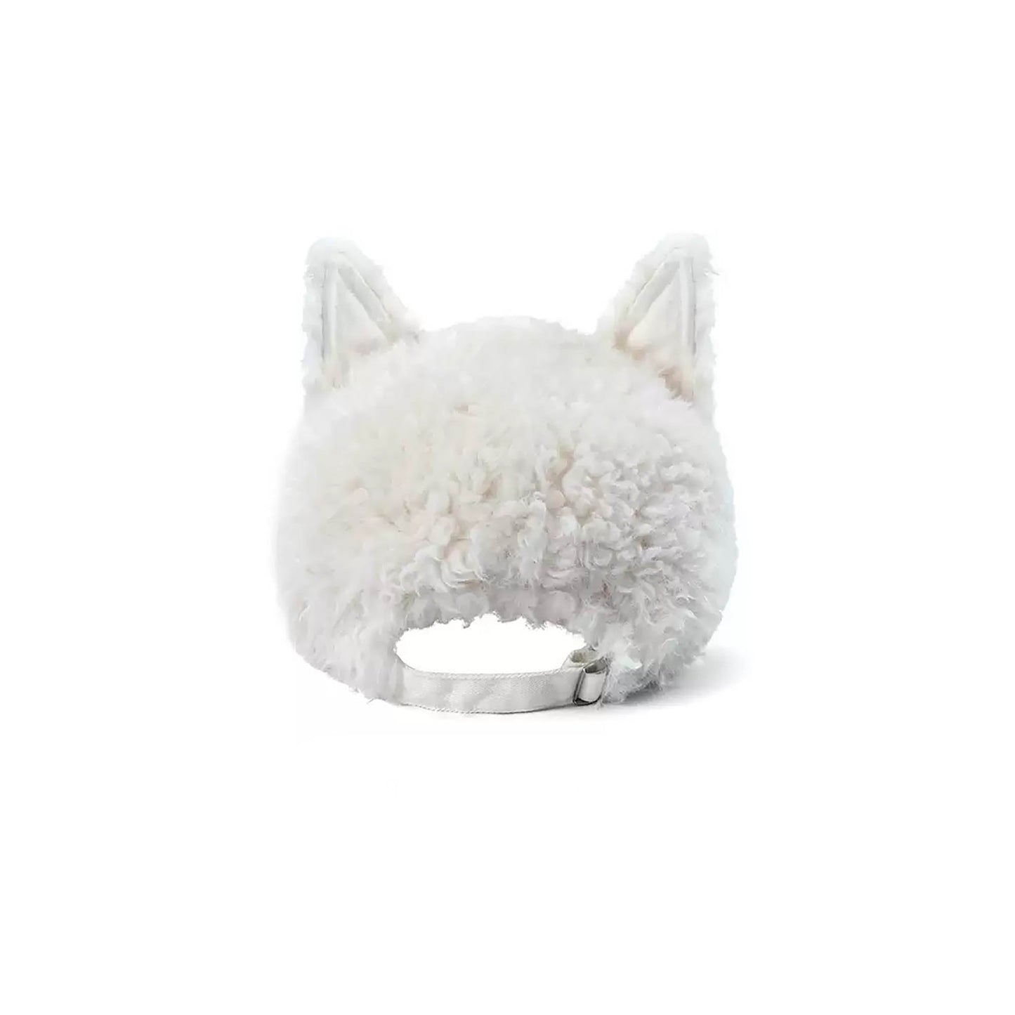 Cozy Furry Ear White Cap - furry cap - Cozy Faux Shearling Cap with Playful Piglet Design - View 3
