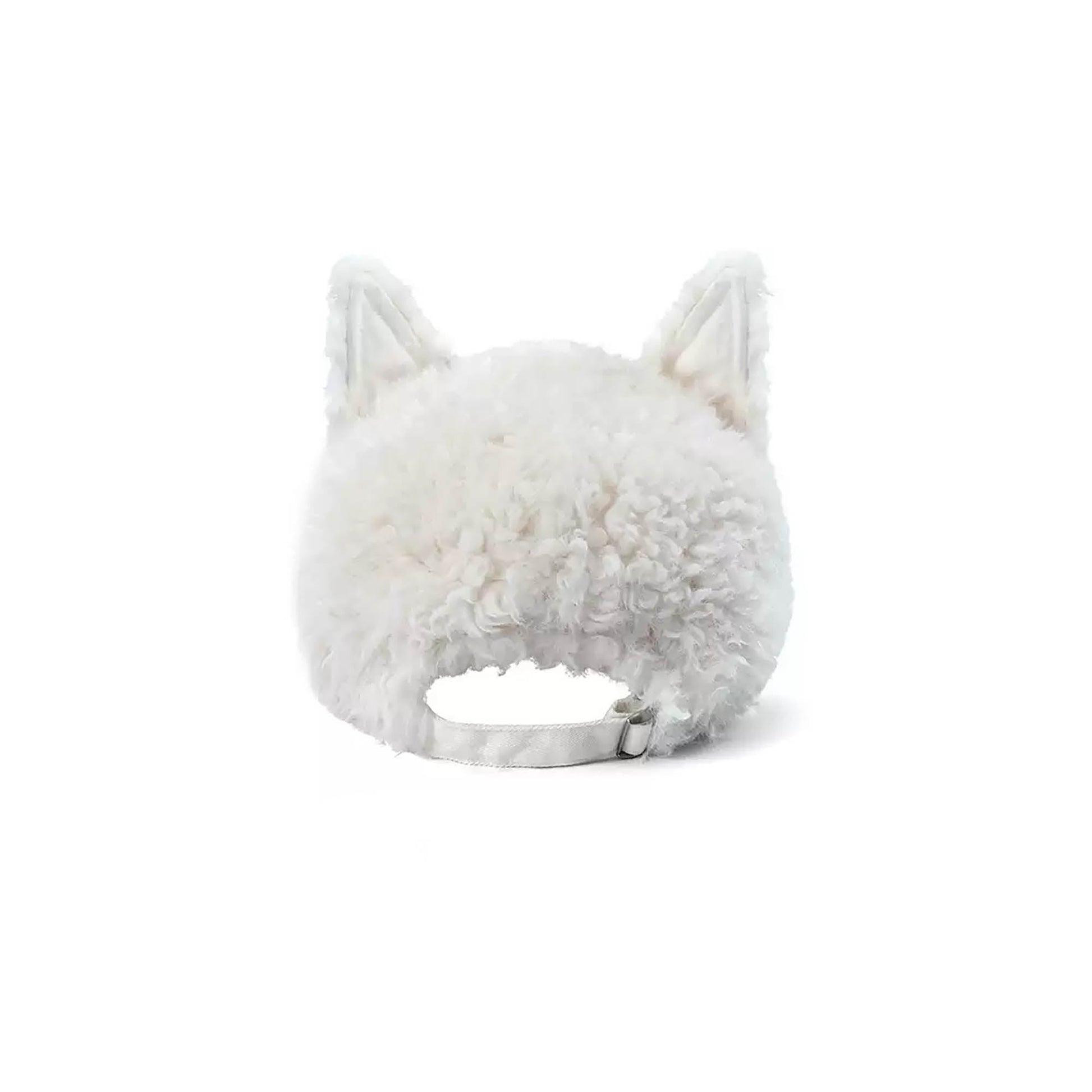 Cozy Furry Ear White Cap - furry cap - Cozy Faux Shearling Cap with Playful Piglet Design - View 3