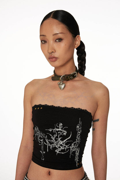 Cozy Heart Metal Choker -  stylish streetwear accessory - Cozy Heart Choker with Soft Mohair Strap - View 7