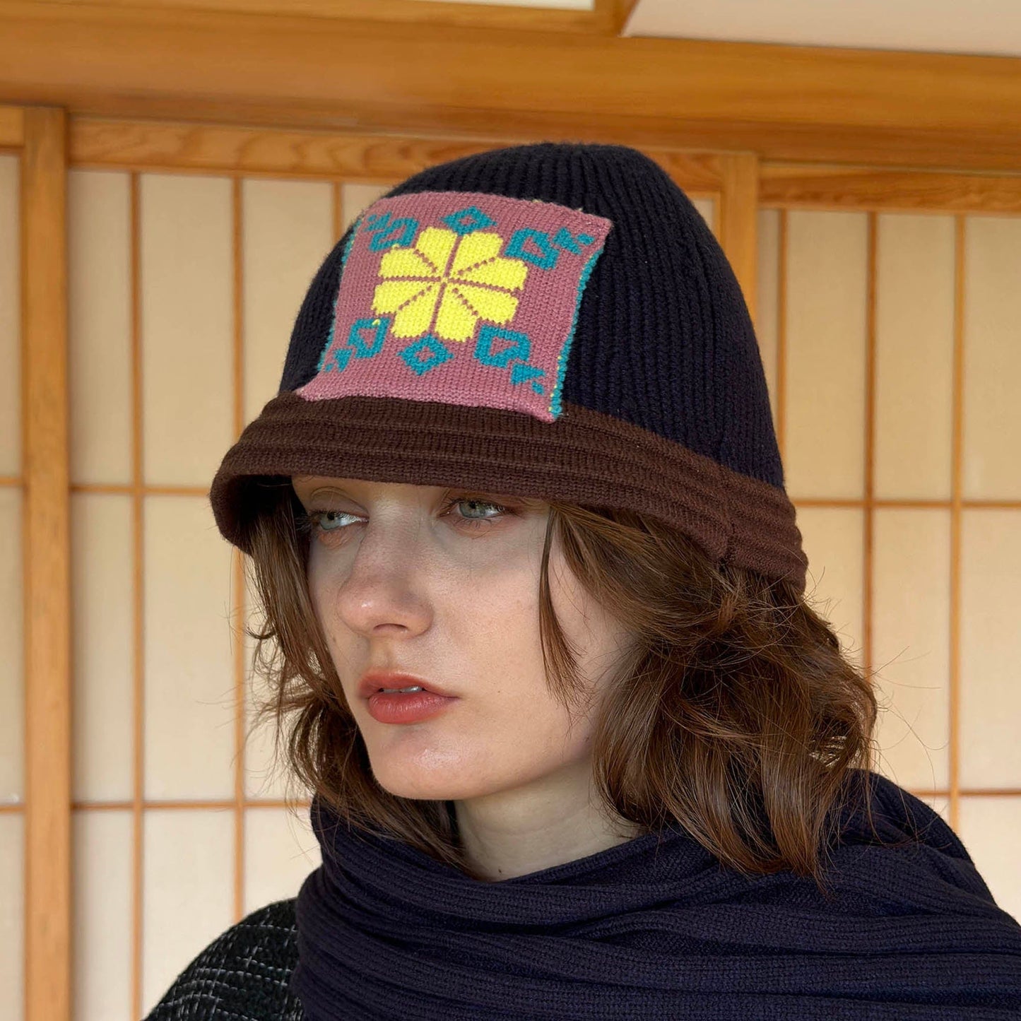 Cozy Knitted Edelweiss Bucket Hat - bucket hat - Comfortable Knitted Bucket Hat for All Seasons - Main view