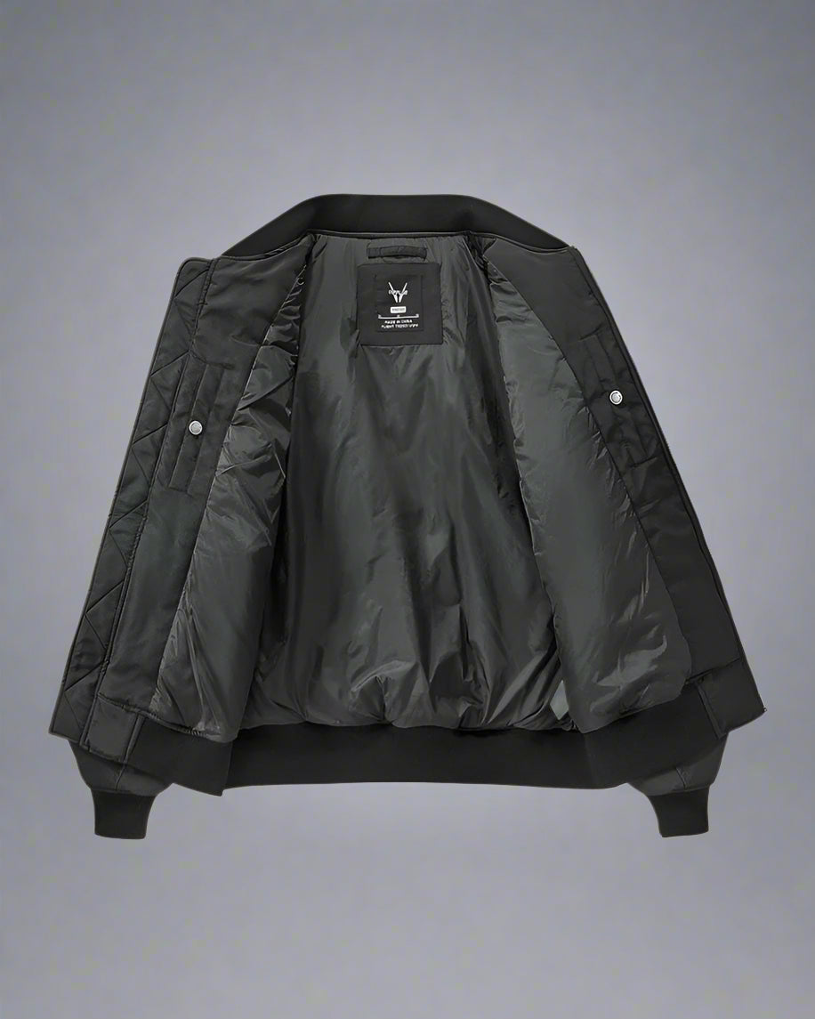 Cozy Patchwork Bomber Jacket -  black jacket - Cozy Patchwork Bomber Jacket for Urban Style - View 3
