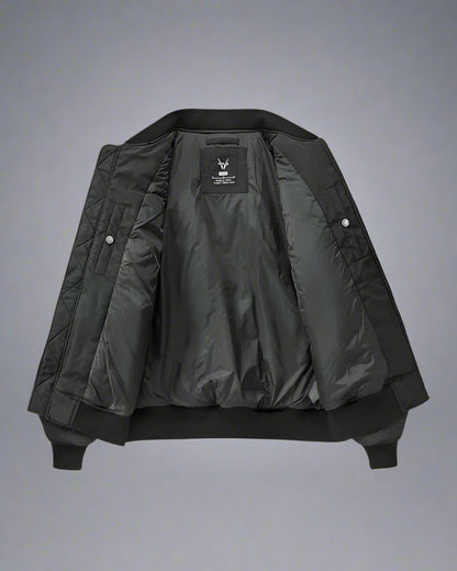 Cozy Patchwork Bomber Jacket -  black jacket - Cozy Patchwork Bomber Jacket for Urban Style - View 3