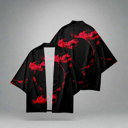 Crimson Crescent Kimono -  haori - Crimson Crescent Kimono - Stylish Streetwear Cardigan - View 3