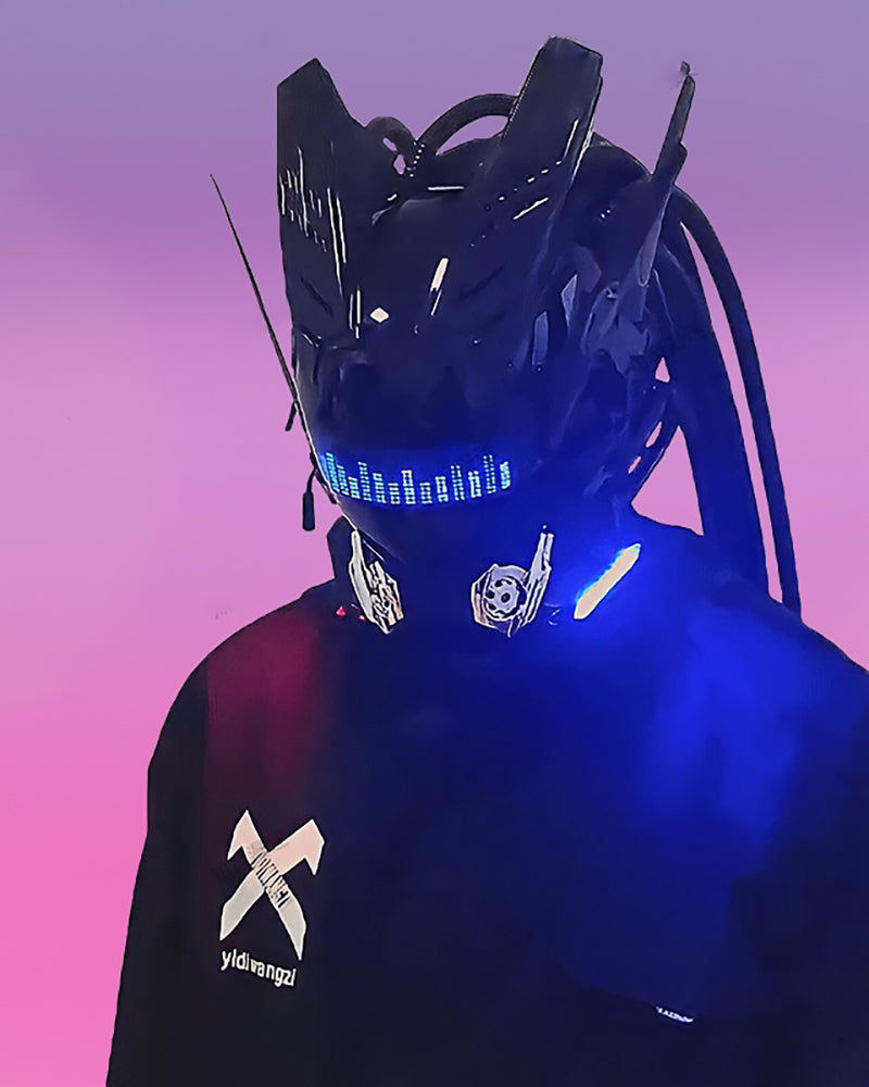 Customizable Cyberpunk Rhythm Helmet -  techwear collection - Customizable Cyberpunk Helmet with LED Lights - View 8