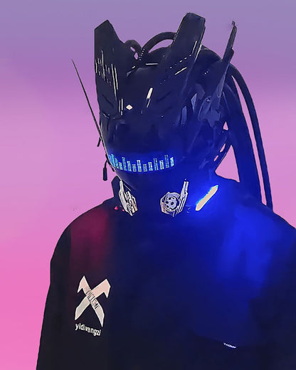 Customizable Cyberpunk Rhythm Helmet -  techwear collection - Customizable Cyberpunk Helmet with LED Lights - View 8