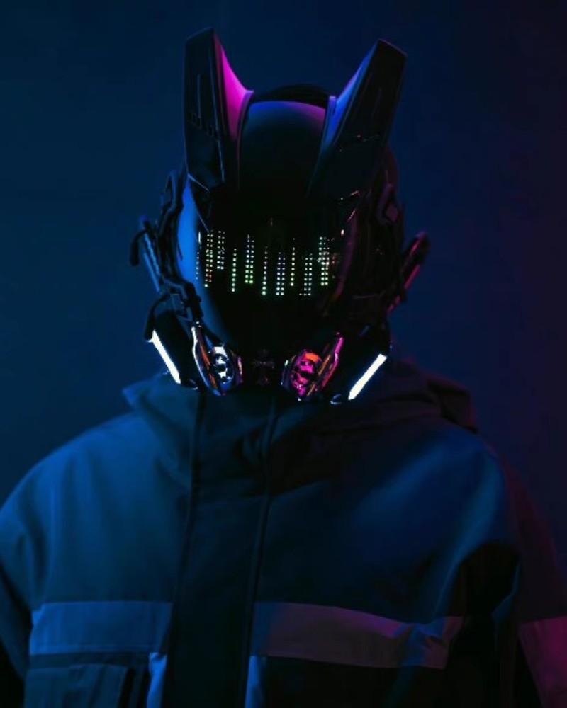 Customizable Cyberpunk Rhythm Helmet -  techwear style - Customizable Cyberpunk Helmet with LED Lights - View 9