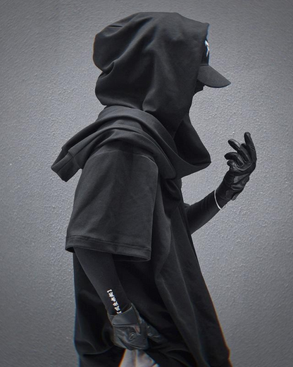 Customizable Hooded Techwear Tee -  comfortable everyday wear - Customizable Hooded Techwear Tee for Versatile Style - View 4