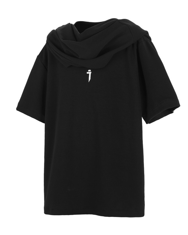 Customizable Hooded Techwear Tee - futuristic streetwear - Customizable Hooded Techwear Tee for Versatile Style - View 9