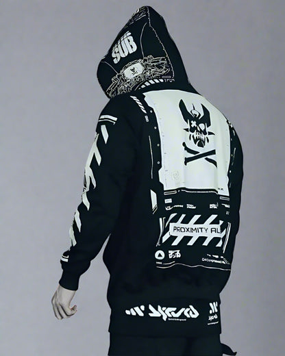 Cyber Chic Zip-Up Hoodie -  black hoodie - Cyber Chic Zip-Up Hoodie for Everyday Style - View 3