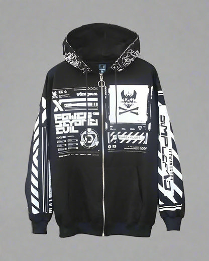 Cyber Chic Zip-Up Hoodie -  stylish zip hoodie - Cyber Chic Zip-Up Hoodie for Everyday Style - View 6