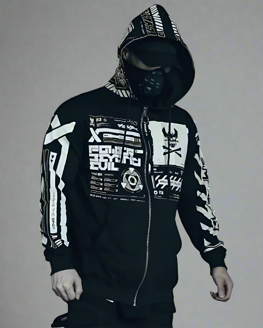 Cyber Chic Zip-Up Hoodie - techwear and cyberpunk - Cyber Chic Zip-Up Hoodie for Everyday Style - Main view