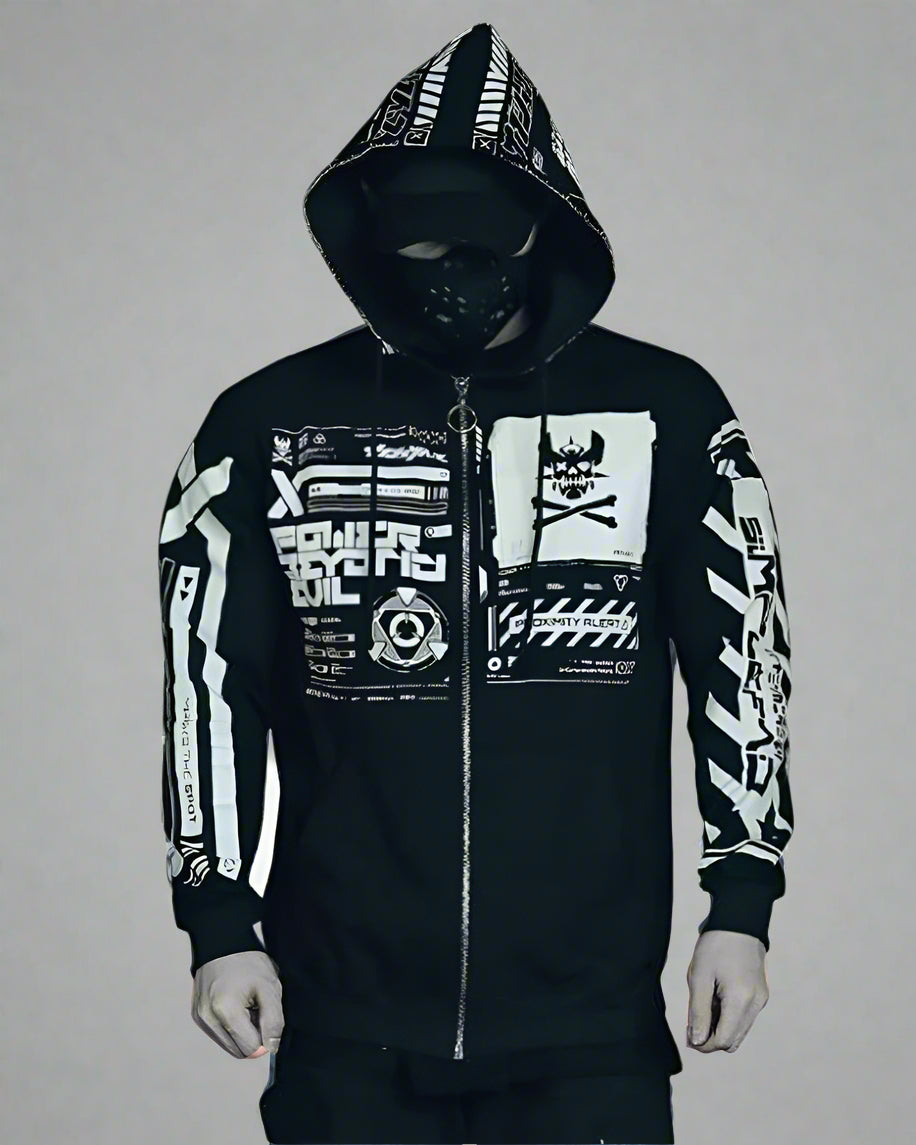 Cyber Chic Zip-Up Hoodie - zip-up hoodie - Cyber Chic Zip-Up Hoodie for Everyday Style - View 2