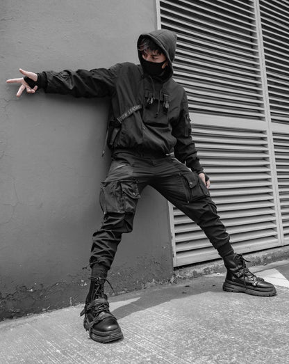 Cyberpunk Black Skull Bomber -  techwear jacket - Futuristic Black Skull Bomber Jacket for Urban Wear - View 6