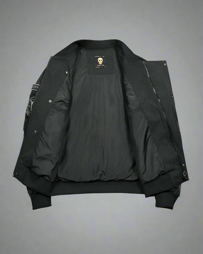 Cyberpunk Black Skull Bomber -  edgy aesthetic jacket - Futuristic Black Skull Bomber Jacket for Urban Wear - View 3