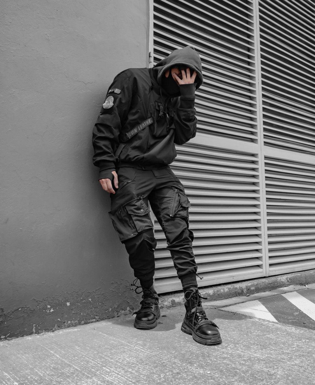 Cyberpunk Black Skull Bomber - skull bomber - Futuristic Black Skull Bomber Jacket for Urban Wear - View 8