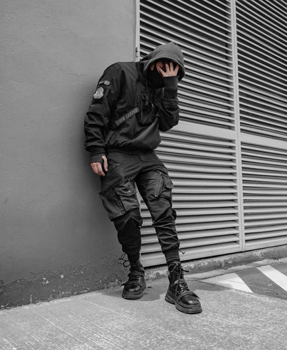Cyberpunk Black Skull Bomber - skull bomber - Futuristic Black Skull Bomber Jacket for Urban Wear - View 8