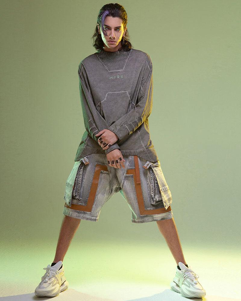 Cyberpunk Cargo Denim Shorts -  adjustable fit shorts - Cyberpunk Cargo Denim Shorts for Stylish Summer Wear - View 5