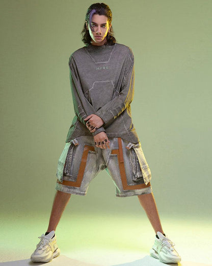 Cyberpunk Cargo Denim Shorts -  adjustable fit shorts - Cyberpunk Cargo Denim Shorts for Stylish Summer Wear - View 5