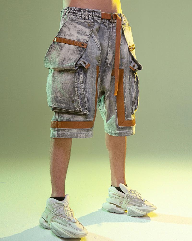 Cyberpunk Cargo Denim Shorts - BEST SELLERS - Cyberpunk Cargo Denim Shorts for Stylish Summer Wear - Main view