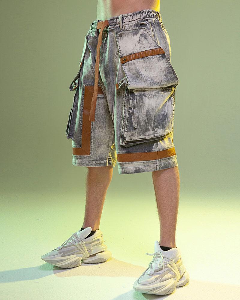 Cyberpunk Cargo Denim Shorts - cyberpunk - Cyberpunk Cargo Denim Shorts for Stylish Summer Wear - View 2