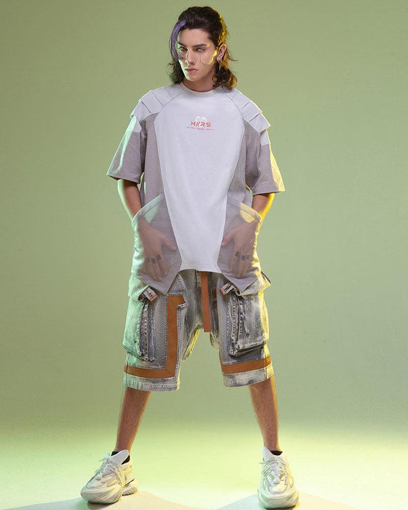 Cyberpunk Cargo Denim Shorts -  lightweight denim shorts - Cyberpunk Cargo Denim Shorts for Stylish Summer Wear - View 9