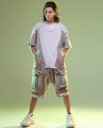 Cyberpunk Cargo Denim Shorts -  lightweight denim shorts - Cyberpunk Cargo Denim Shorts for Stylish Summer Wear - View 9