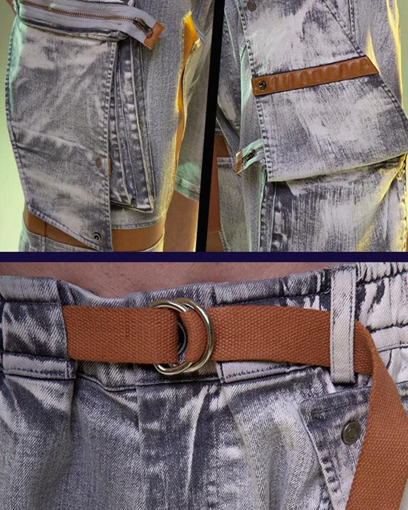 Cyberpunk Cargo Denim Shorts -  summer shorts - Cyberpunk Cargo Denim Shorts for Stylish Summer Wear - View 10