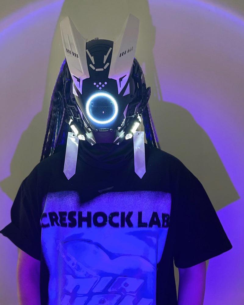 Cyberpunk Dreadlock LED Helmet -  battery-powered helmet - Cyberpunk Dreadlock LED Helmet for Unique Style - View 3
