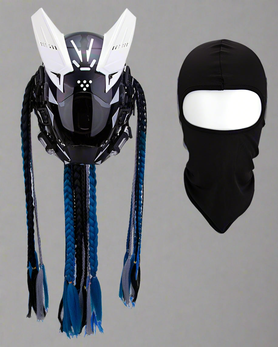 Cyberpunk Dreadlock LED Helmet -  techwear - Cyberpunk Dreadlock LED Helmet for Unique Style - View 15