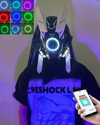 Cyberpunk Dreadlock LED Helmet -  techwear - Cyberpunk Dreadlock LED Helmet for Unique Style - View 7