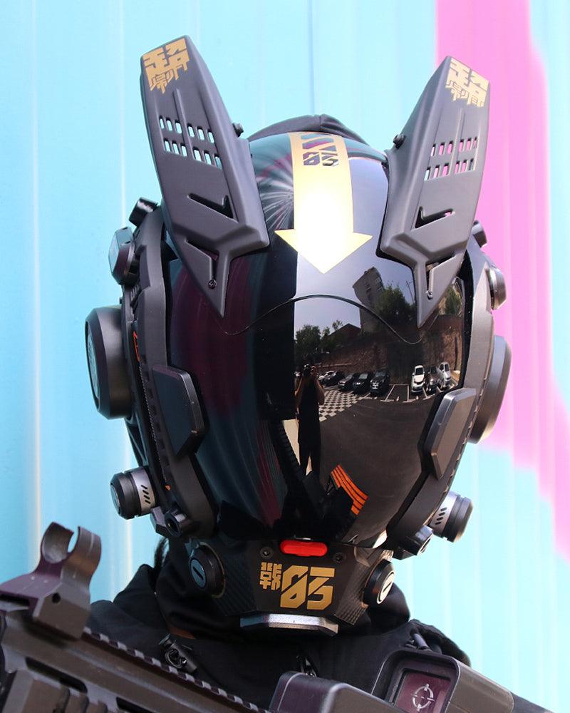 Cyberpunk Futuristic Helmet Mask - futuristic helmet - Futuristic Cyberpunk Helmet Mask for Events - View 2