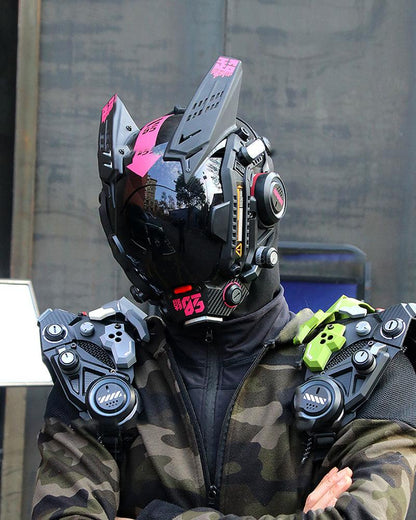 Cyberpunk Futuristic Helmet Mask -  helmet mask - Futuristic Cyberpunk Helmet Mask for Events - View 7