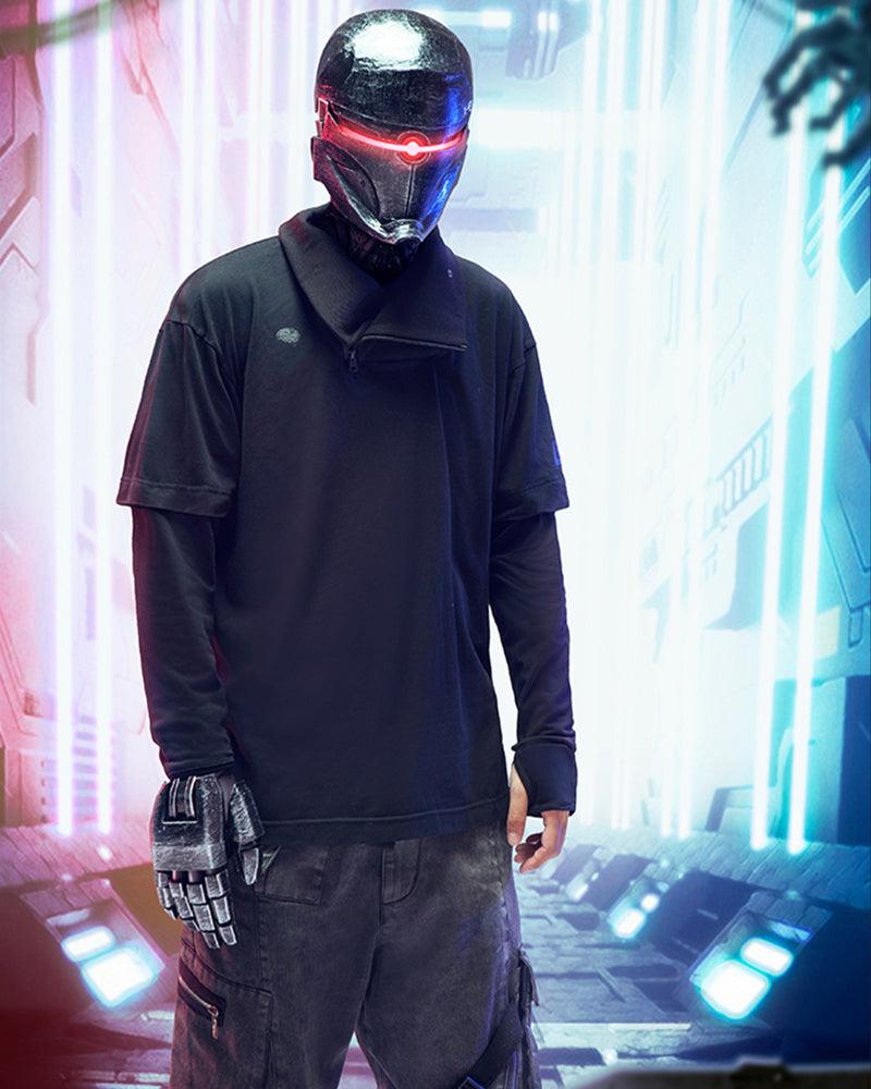 Cyberpunk Iron Warrior T-Shirt - futuristic t-shirt - Stylish Cyberpunk Iron Warrior T-Shirt in Purple - View 2