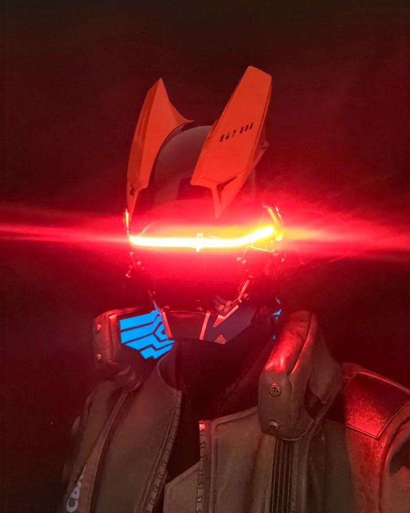 Cyberpunk LED Helmet Mask -  adjustable fit helmet - Futuristic Cyberpunk LED Helmet Mask with Rechargeable Lights - View 11