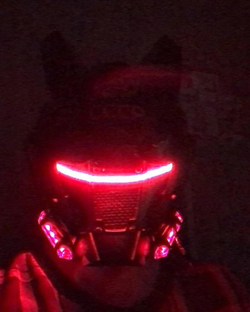 Cyberpunk LED Helmet Mask -  black horn - Futuristic Cyberpunk LED Helmet Mask with Rechargeable Lights - View 12