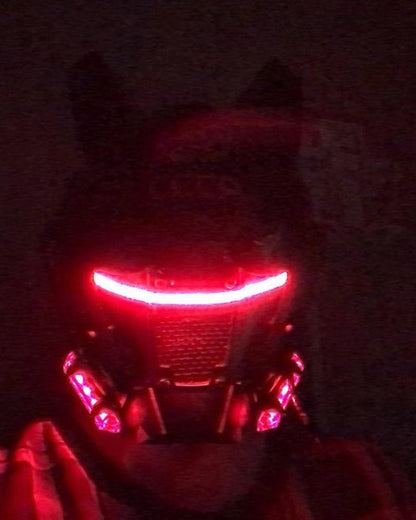 Cyberpunk LED Helmet Mask -  black horn - Futuristic Cyberpunk LED Helmet Mask with Rechargeable Lights - View 12