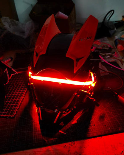 Cyberpunk LED Helmet Mask -  futuristic cyberpunk mask - Futuristic Cyberpunk LED Helmet Mask with Rechargeable Lights - View 13