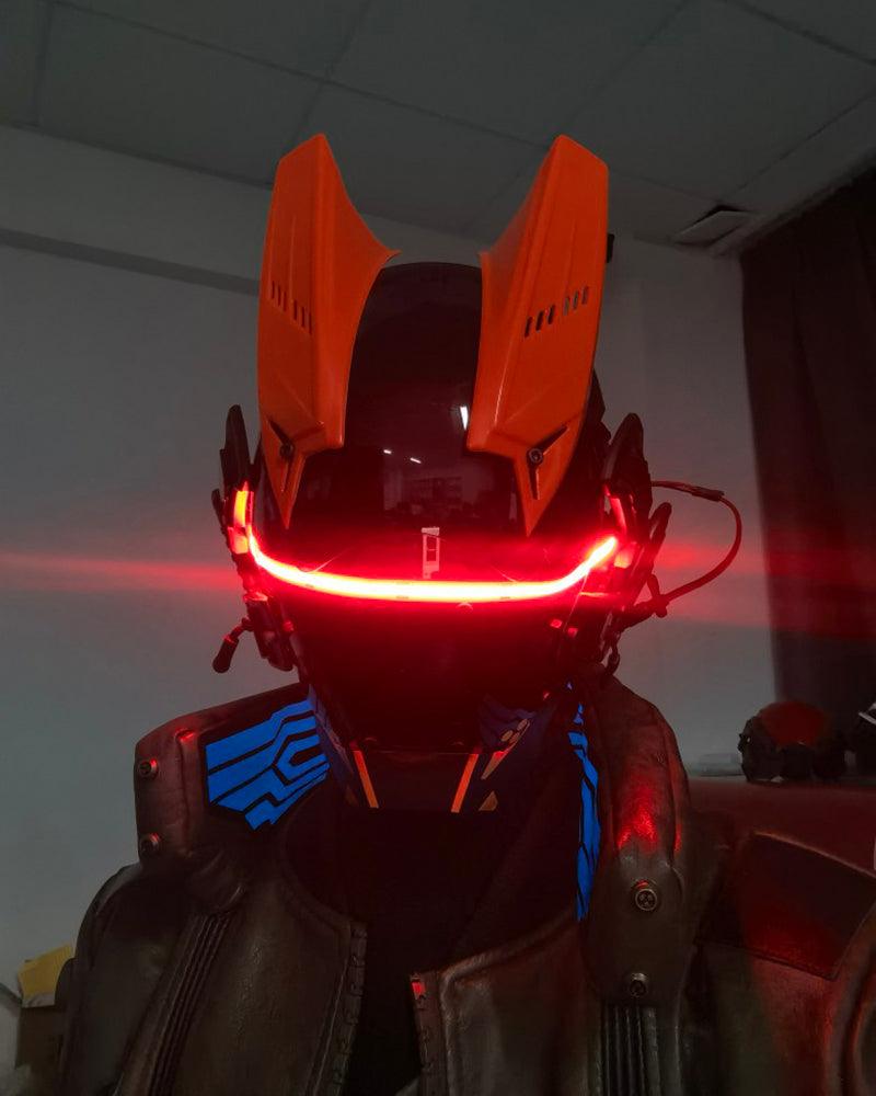 Cyberpunk LED Helmet Mask -  futuristic cyberpunk mask - Futuristic Cyberpunk LED Helmet Mask with Rechargeable Lights - View 5