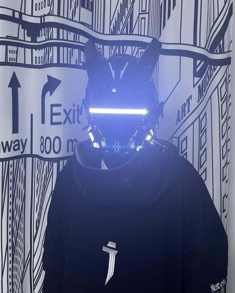 Cyberpunk LED Helmet Mask -  led mask - Futuristic Cyberpunk LED Helmet Mask with Rechargeable Lights - View 7