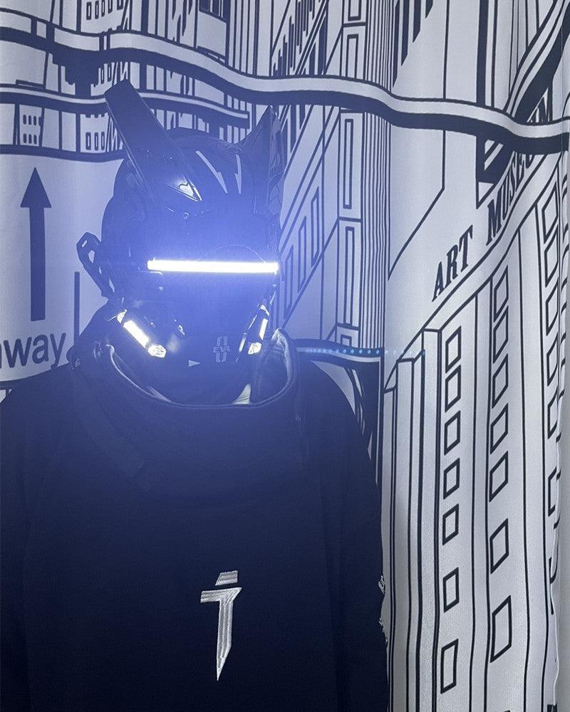 Cyberpunk LED Helmet Mask - rechargeable led mask - Futuristic Cyberpunk LED Helmet Mask with Rechargeable Lights - View 10