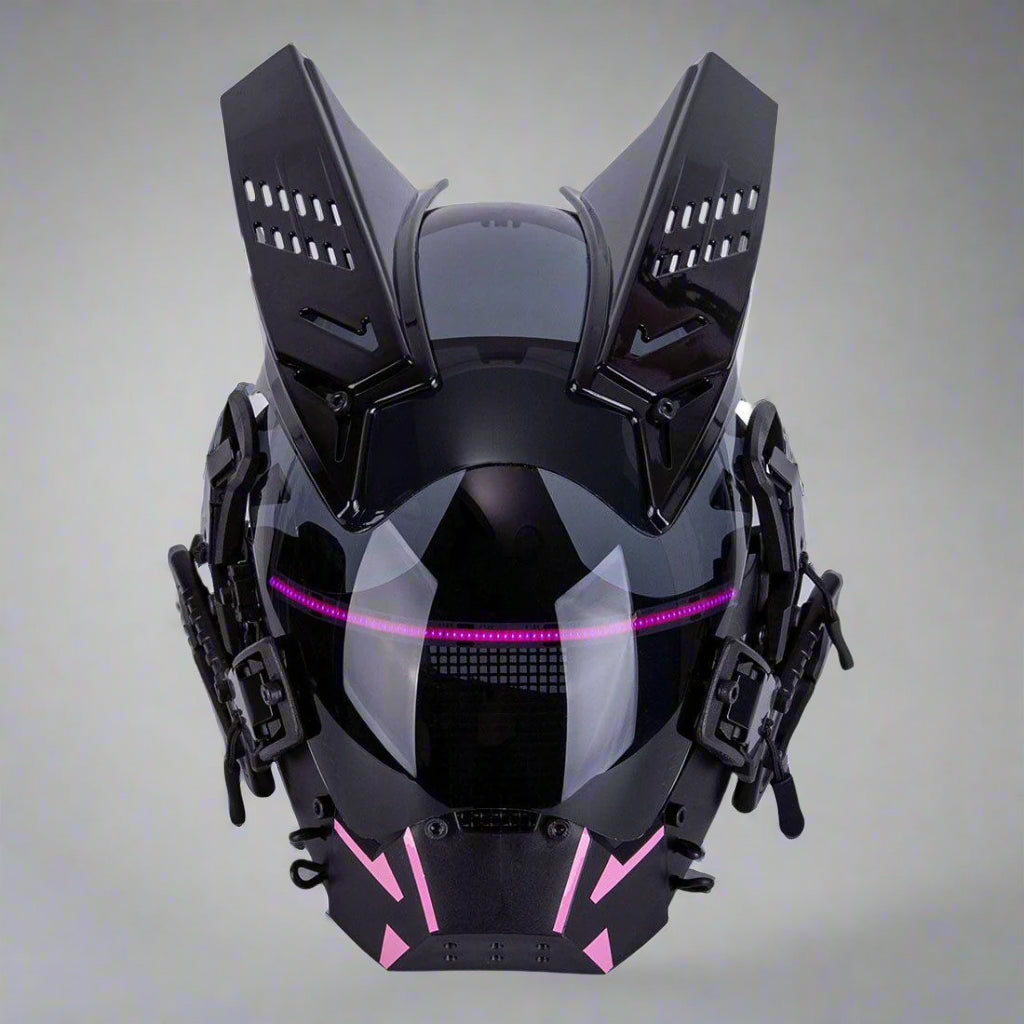 Cyberpunk LED Helmet Mask - rechargeable led mask - Futuristic Cyberpunk LED Helmet Mask with Rechargeable Lights - View 2