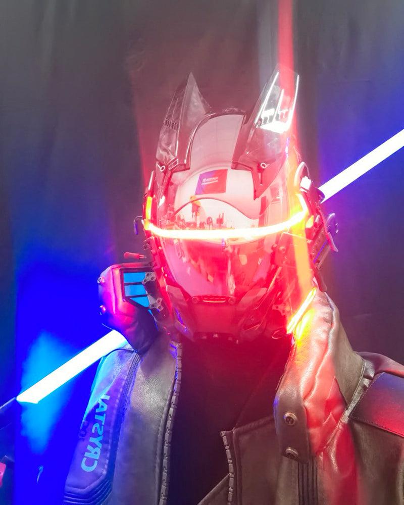 Cyberpunk LED Helmet Mask -  sci-fi helmet - Futuristic Cyberpunk LED Helmet Mask with Rechargeable Lights - View 8