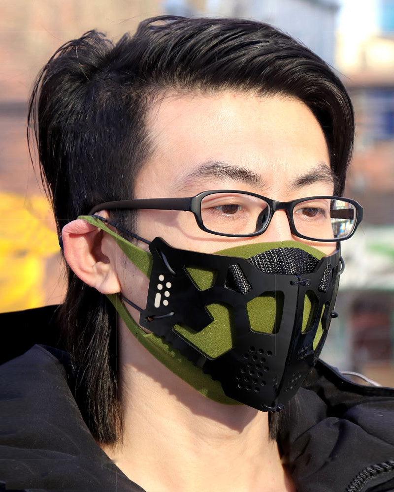 Cyberpunk Mechanical Face Covering -  futuristic mask - Cyberpunk Mechanical Face Covering in Gray - View 4