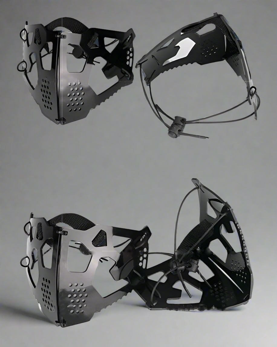 Cyberpunk Mechanical Face Covering - techwear face mask - Cyberpunk Mechanical Face Covering in Gray - View 10
