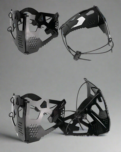 Cyberpunk Mechanical Face Covering - techwear face mask - Cyberpunk Mechanical Face Covering in Gray - View 10