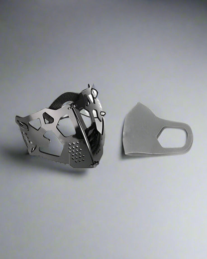 Cyberpunk Mechanical Face Covering - techwear face mask - Cyberpunk Mechanical Face Covering in Gray - View 2