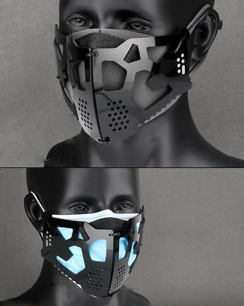 Cyberpunk Mechanical Face Covering -  techwear - Cyberpunk Mechanical Face Covering in Gray - View 6